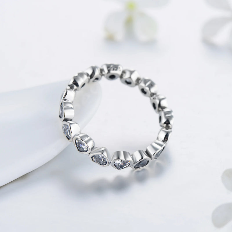 Modian Fashion Classic Cubic Zirconia Jewelry Real 925 sterling silver Love Hearts Ring Eternity Simulated Ring Bands Jewelry
