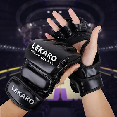 Lekaro Adult Half - Finger Boxing Gloves, MMA, Muay Thai | SAMAG