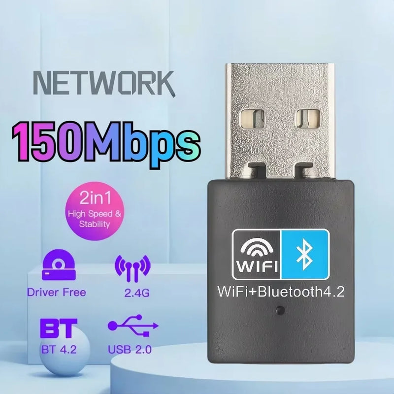 2in1 USB WiFi Bluetooth Wireless Adapter 600Mbps Dongle Dual Band 2.4G+5GHz High - Speed Network Card 150M - Visuel 7 | SAMAG