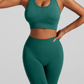 Women's Seamless Workout Set High Waisted Yoga Pants & Sports Bra with Removable Pads Booty Lifting for Running Training