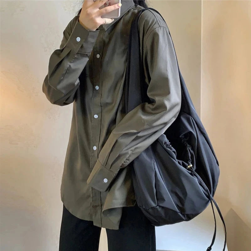 Yogodlns Large Capcaity Nylon Shoulder Bag Female Travel Light Tote Bag Casual Solid Color Crossbody Bag Designer Hobo Bag Purse