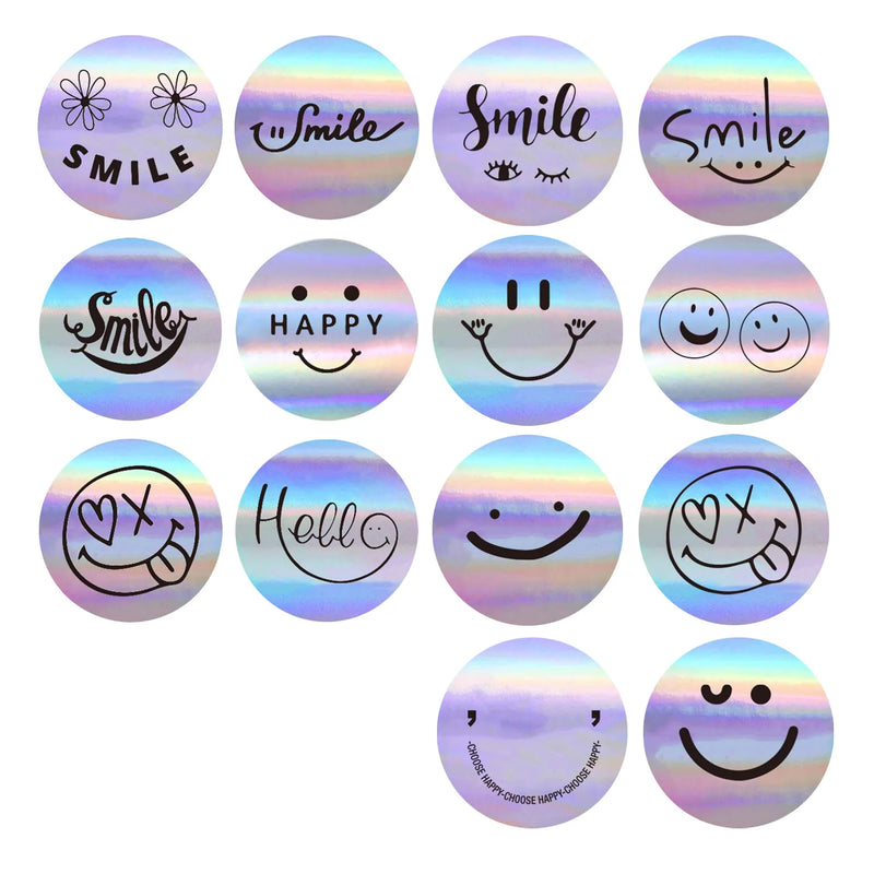 Sparkly Funning Smile Face Laser Stickers Roll Party - View 2 | SAMAG