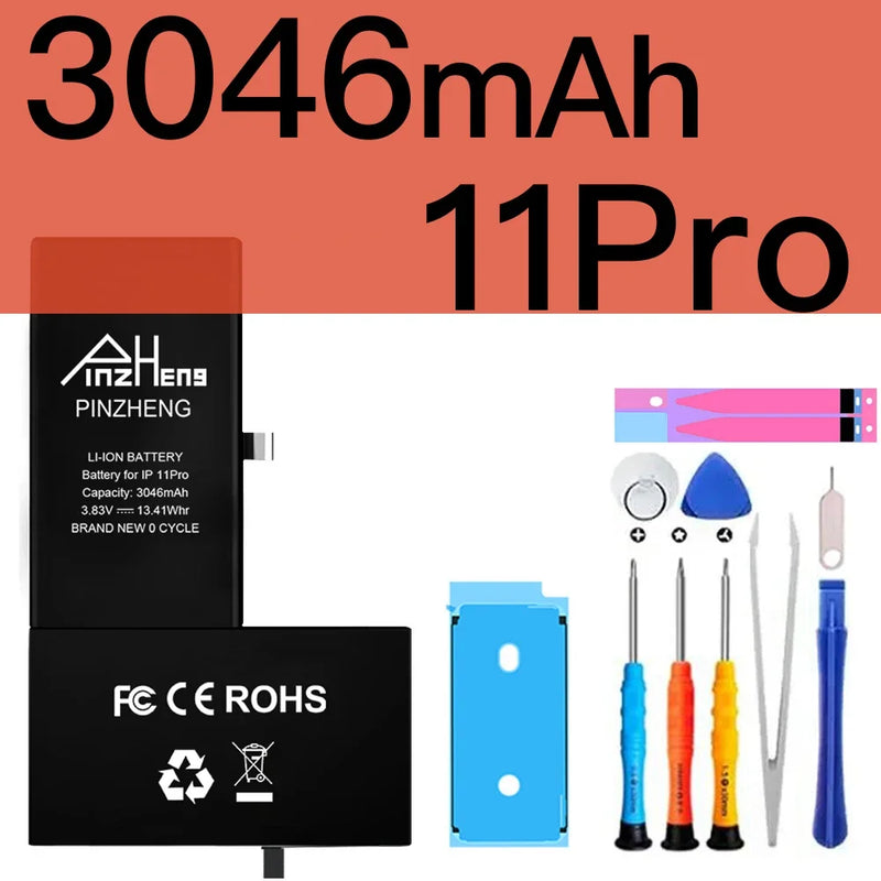 PINZHENG Real High Capacity Battery For iPhone X XR XS Max 12 13 Mini Pro Max 11 Pro Max Replacement Bateria Warranty One Year