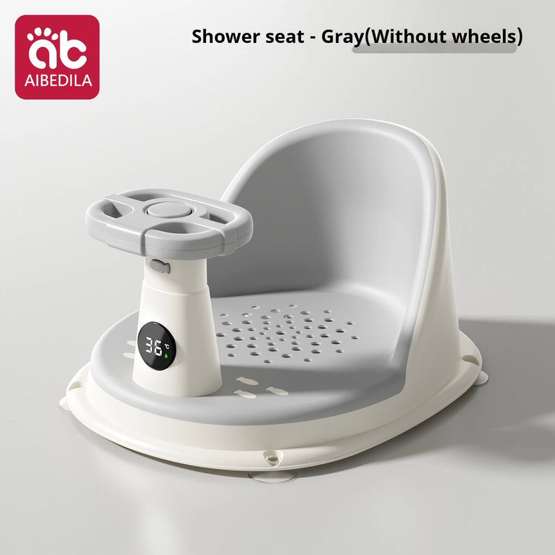 AIBEDILA Baby Bath Seat Multifunctional Toddler Bath Chair With Smart Temperature Sensing Safe Material For Bathtub Shower
