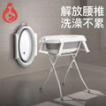 Foldable Baby Bath Tub with Stand No Bend Over Infant Bathing Collapsible Plastic Bathtub Iron Frame Supports Up to 20kg
