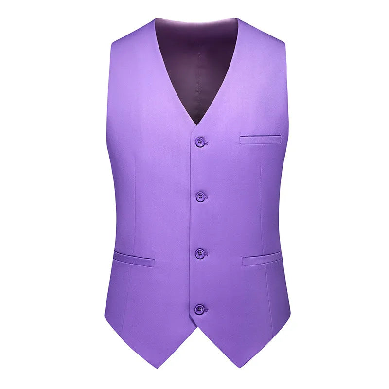 Vest Mens Fashion Casual High Quality Solid Color Slim Large Size Business Office Waistcoat Men Groom Wedding Dress Suit Vests