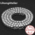 New 925 Sterling Silver Necklace 6mm Aaa Zircon Tennis Suitable For Women And Men Jewelry Gift - Visuel 2 | SAMAG