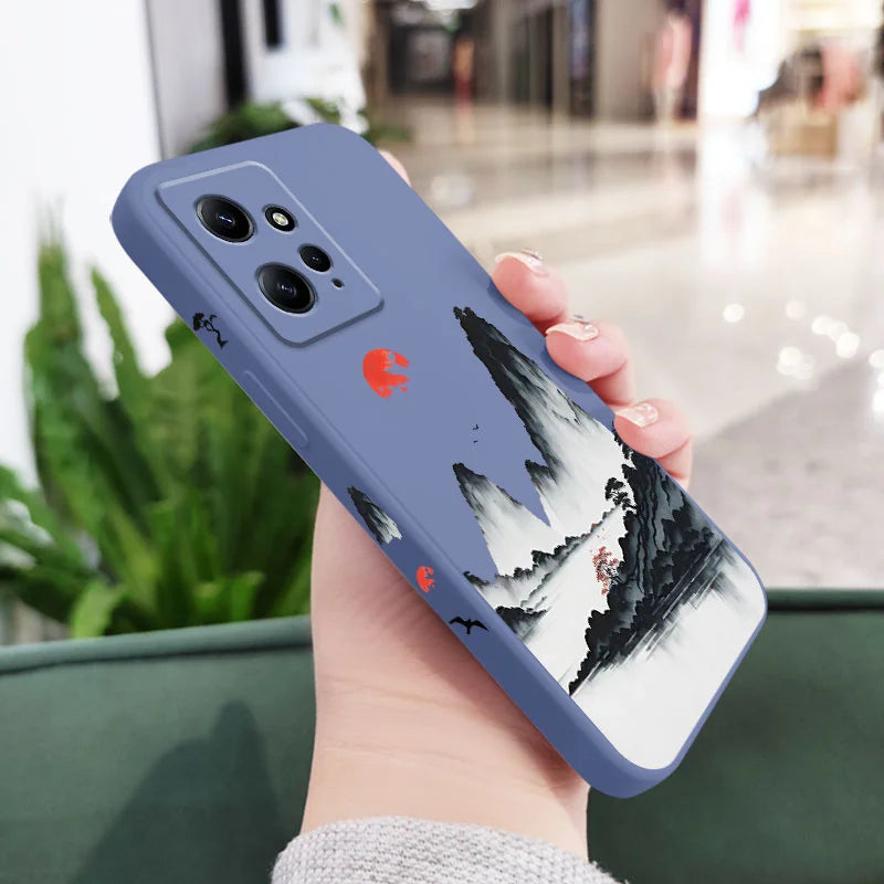 Sunset Red Phone Case For Xiaomi Redmi Note 13 12 12S 11 11S 10 10T 10S 9 9S 8 7 Pro Plus 4G 5G Liquid Silicone Cover
