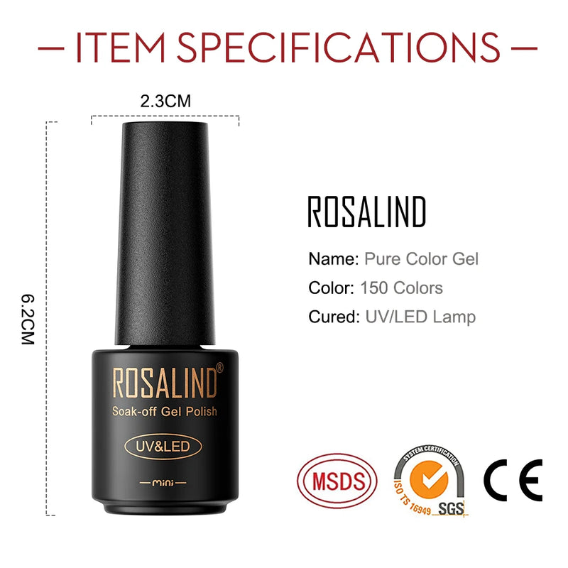 ROSALIND Gel Polish Manicure for Nails Semi Permanent Vernis top coat UV LED Gel Varnish Soak Off Nail Art Gel Nail Polish