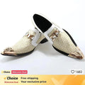 New red black Color Men Leather Shoes Men's Loafers with Gold Toe and Metal Party Wedding Men Dress Shoes
