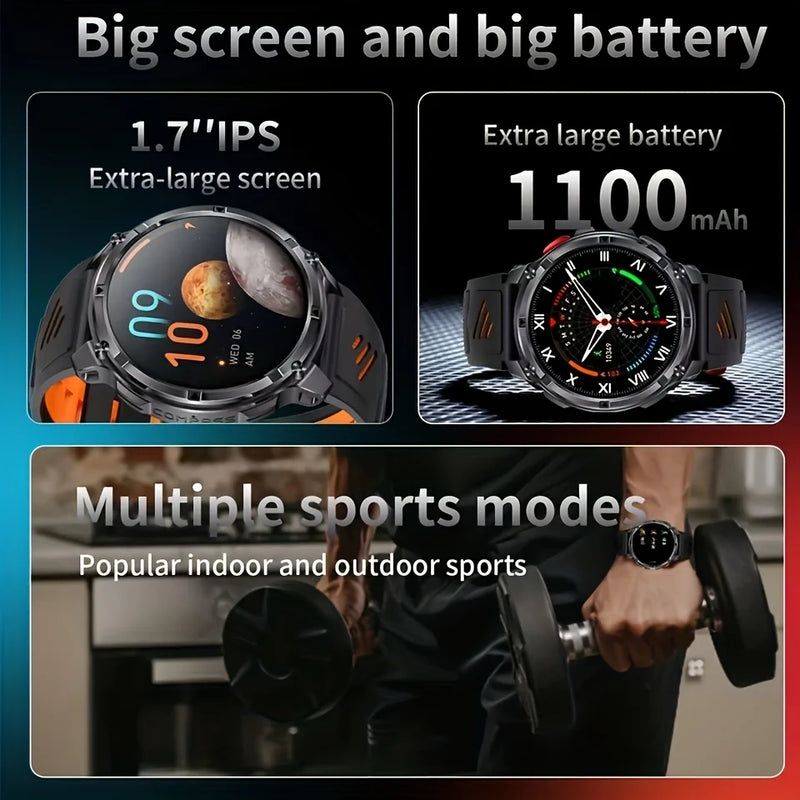 New T-REX3 Ultra 1100mAh Battery SmartWatch 10ATM Waterproof GPS Compass Flashlight 1.7" AMOLED HD Call Sports Smart Watch Men