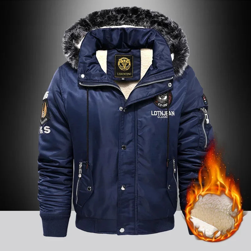 Outdoor Hiking Sports Running Fishing Thick Down Parka Coat Oversize Plus Velvet Thick Warm Winter Men's Padded Jacket Coat Men