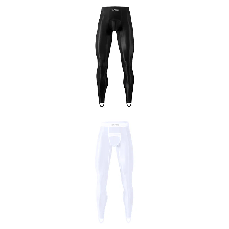 1/2/3PCS Men's Leggings Underwea Thin Sexy Transparent Ice Silk High Stretch Foot Anti Slip Pants Fitness Bottoms Pants AD776