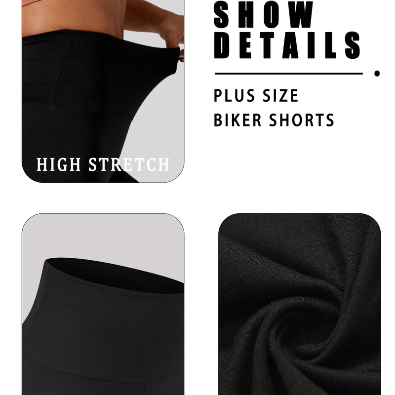 2 Pack Plus Size Biker Shorts for Women High Waisted Super Soft Workout Yoga Athletic Shorts Running