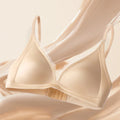 Ins Simple Satin Satin Wireless V Bra V Lace Neck Traceless Push Up Underwear Lingerie Solid Color Satin Lace Brassiere Running