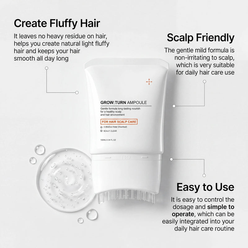 Fluffy Hair Serum With Built-In Brush Nourishing Scalp Hydrate Strengthening Volumizing Essence Korean Hair Care Scalp Massager