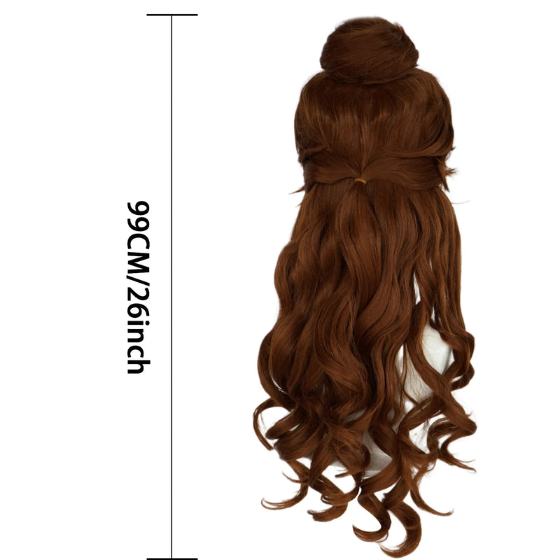 Belle Princess/Belle Beauty And The Beast Belle Princess Movie Cosplay Wig Brown Long Curly Hair Synthetic Wigs