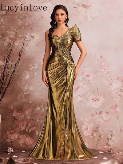 Lucyinlove Luxury Slanted Shoulder Fishbone Evening | SAMAG