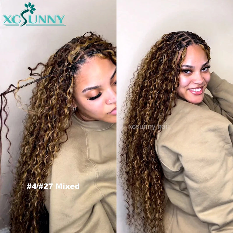 Bulk Human Hair For Braiding Bundles Double Drawn Color 30 Blonde Mixed No Weft Curly Burmese Boho Braids Human Hair Extensions