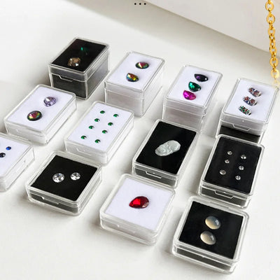 1PC Acrylic Transparent Jewelry Display Box With Foam Pad Bare Stone Gem Diamond Storage Container Case Packaging | SAMAG