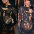 Sex Dress Jumpsuit with hollowed out tight lace and sexy hip hugging skirt casual women's long dresses daring lingerie woman xxx