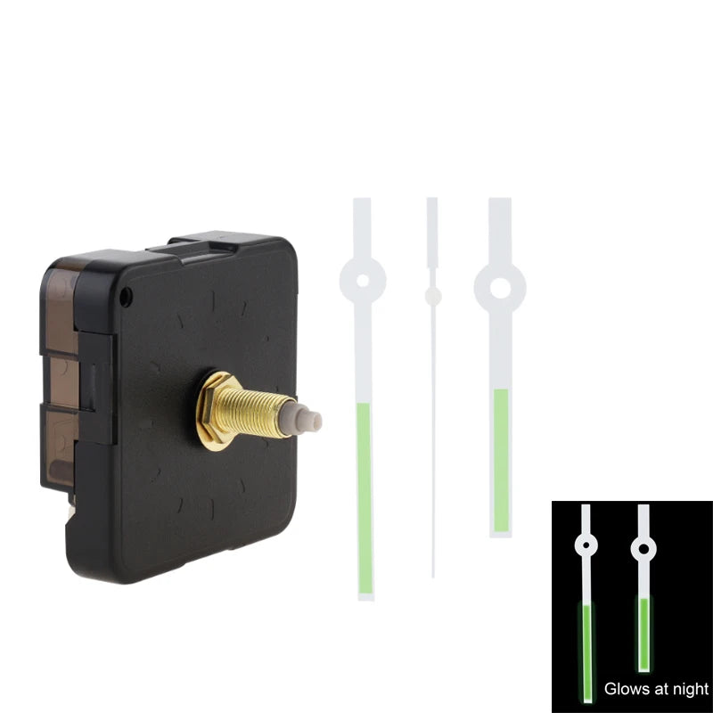 Wall Clock Quartz Movement Mechanism with Golden Hands Pointer Set, Metal Hook for Clock DIY Clock Repair Parts Replacement