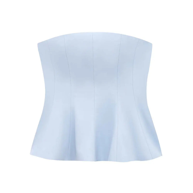 Women Sexy Fashion Strapless Peplum Bustier Tops Straight Neck Side Zipper Female Camis Mujer