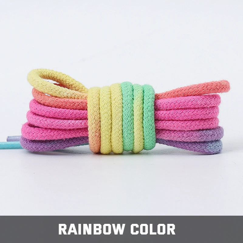 Round Shoelaces Rainbow Cotton Shoelace Quality Running Sneakers Laces 80/100/120/140/160CM Boots Shoe laces Shoes Accessories