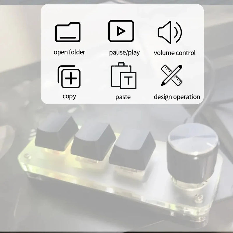 Mini Keyboard 3 Keys 1 Knob RGB Programming Macro Mechanical Gaming Custom Switch Portable Keypad For - Visuel 5 | SAMAG
