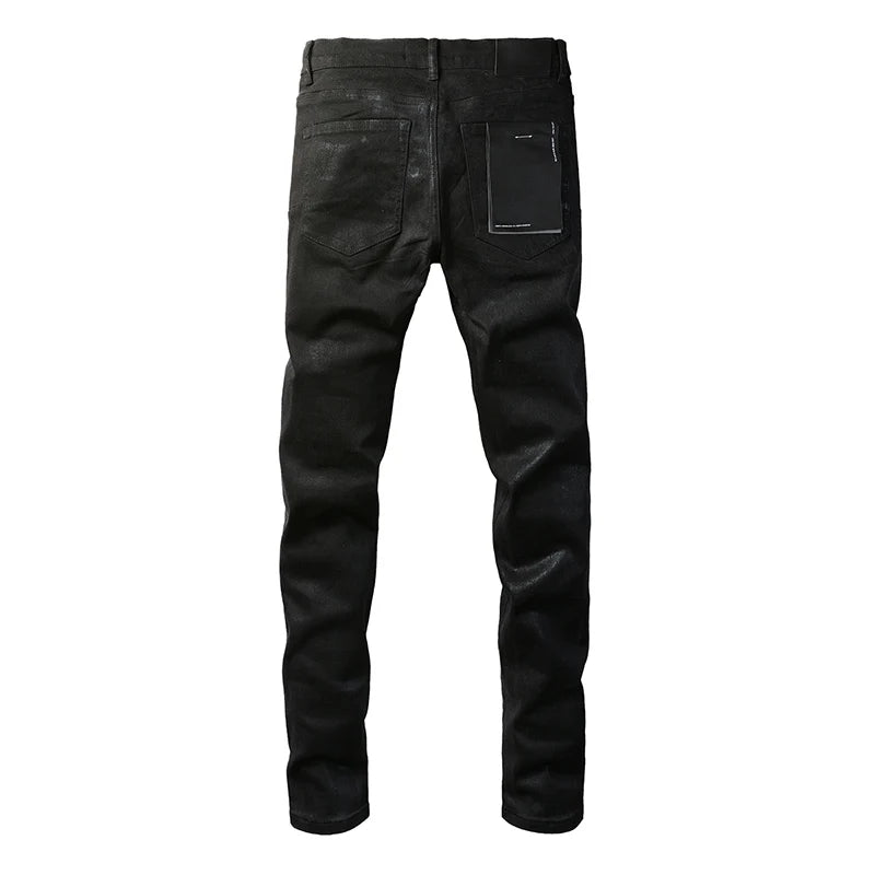 Men's American High Street Distressed Solid Black Coated | SAMAG