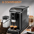 20 Bar Fully Automatic Espresso Machine With Grinder Milk Frother One-Touch 6 Recipes 1.5L Tank Self-Cleaning For Home Office