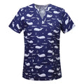 Nurse Uniforms Women Print Short Sleeve V-neck Scrubs Working Medical Blouse Overalls Uniforms Medical Nursing Spa Pet Dentistry