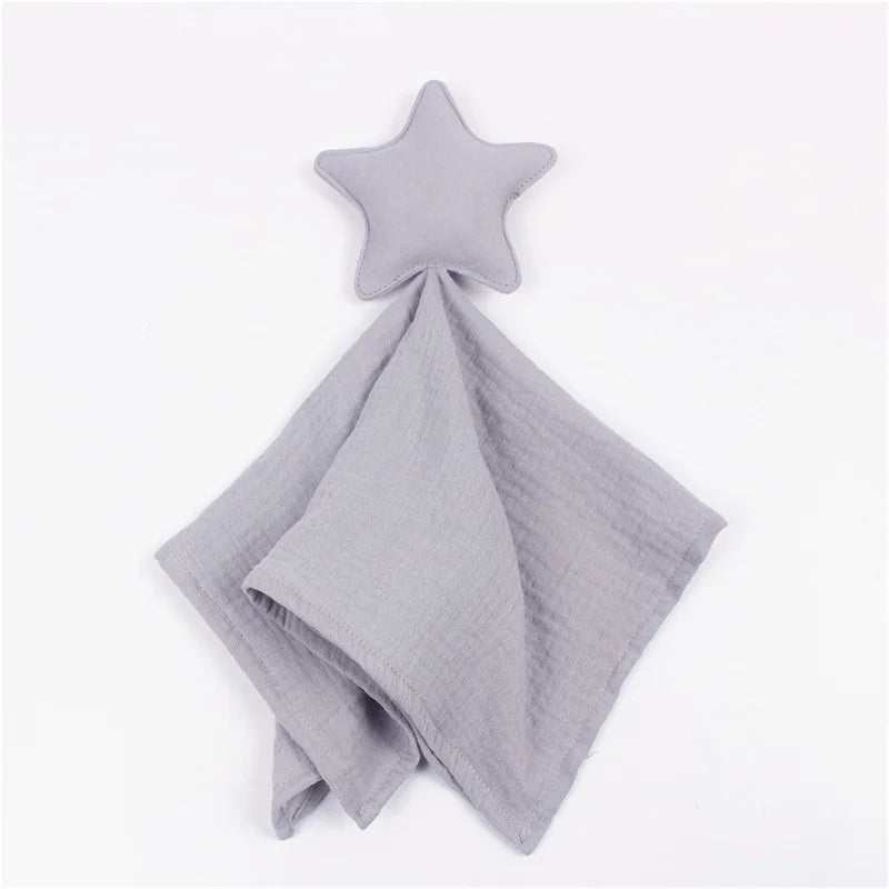 Baby Security Blanket Soft Cotton Muslin Comforter for Newborn Infant Sleeping Snuggle Toy Stuffed Animal Soothe Appease Towel