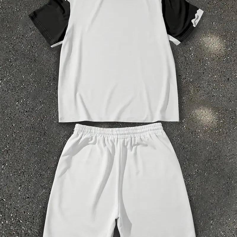 The summer new men's set features street casual hip - hop fashion comfort and softness with 3D frame pattern - View 2 | SAMAG