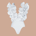 Sexy White 3D Ruffle Flower One Piece And Skirt Set | SAMAG