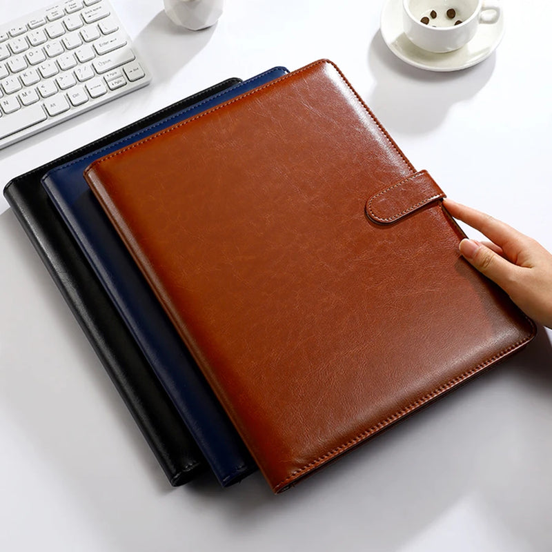 1Pc Texture PU Leather Multi-Functional Folder A4 Clip Pen Holder Card Slots - Business Office Meeting Organizer for Bank/Sales