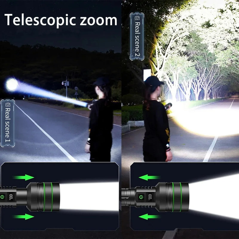 Super Long Range LED Flashlight USB Rechargeable Handheld - View 4 | SAMAG
