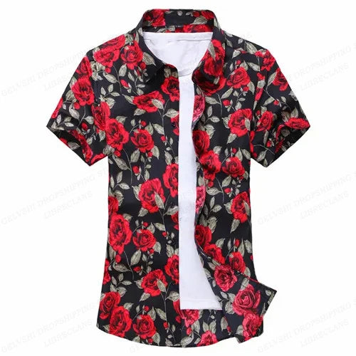 Summer Floral Hawaiian Shirts Men Fashion Short Sleeve | SAMAG