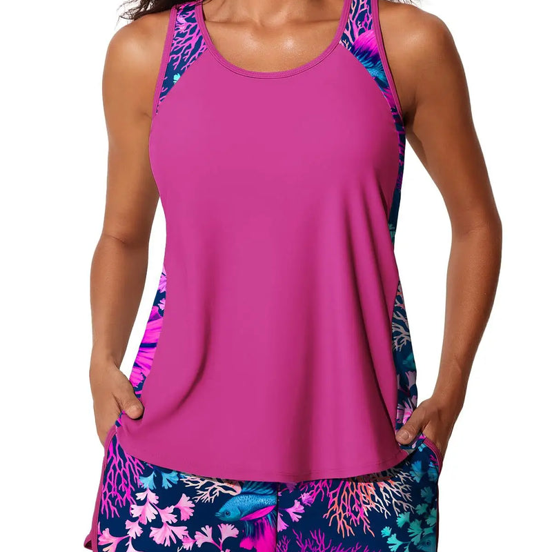 Strappy Tankini Set Two Pieces Women Printed Swimsuit | SAMAG
