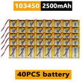 103450 3.7V 2500mAh Polymer Lithium Rechargeable Battery JST PH 2.0mm 2Pin Plug for Camera GPS Navigator MP5 Bluetooth Headset