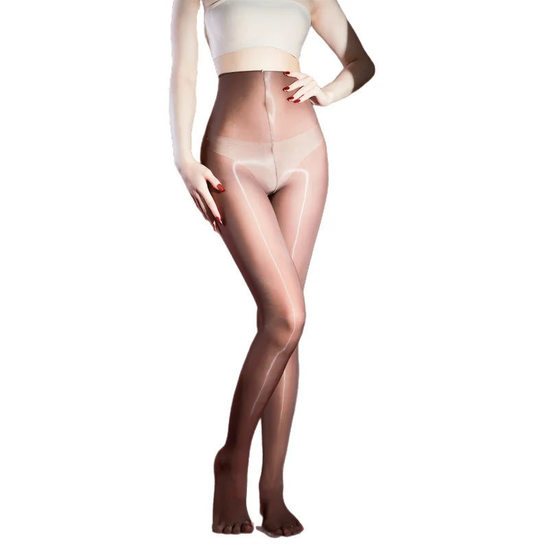 Women Sexy Stockings With Toes High Elastic Smooth Pantyhose 912-Pin Oil Shiny Glossy Sockings High Waisted Transparent Socks