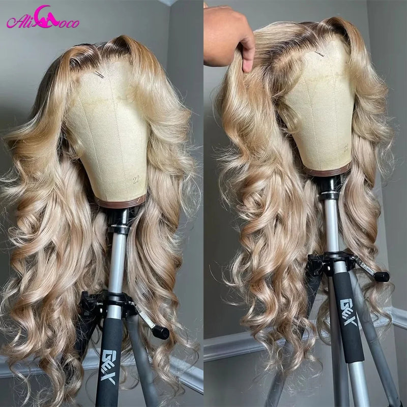 Ash Blonde Wigs Human Hair 13x4 13x6 Lace Front Wig 200 Density Straight Body Wave Glueless Human Hair Drawstring Wig for Women