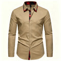 Men's Slim Fit Dress Shirt Plaid Patchwork Collar Long | SAMAG