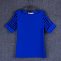 Summer Fashion Women Blouses & Shirts Hollow Out Sleeve Slash Neck Chiffon Blouse Plus Size