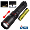 30W High Power LED Flashlight Zoom Torch USB Rechargeable Light Outdoor Camping Hunting Fishing Walking Riding Lighting Lamp