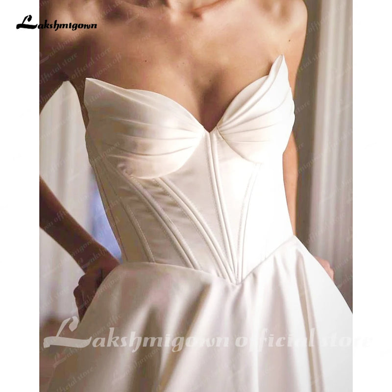 Lakshmigown Classic A Line Soft Satin Wedding Dresses - View 3 | SAMAG
