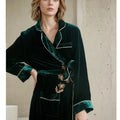 19 Momme Heavyweight Silk Long Robe for Women 100% Mulberry Silk Velvet Long Sleeve Bathrobe Thickened Warm Kimono for Winter PJ