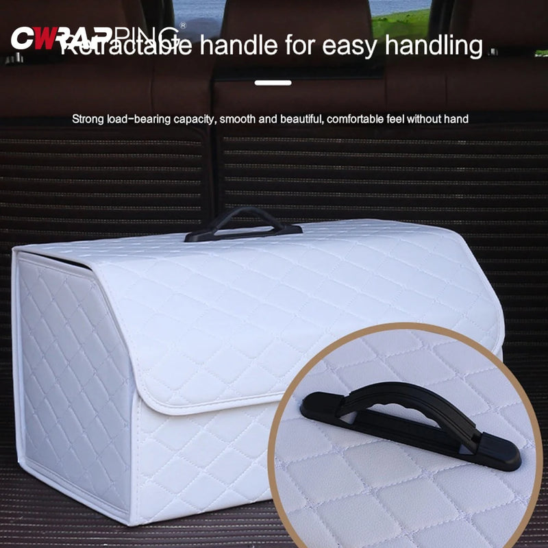 Car Trunk Organizer Box Large Capacity Auto Multiuse Tools Storage Bag Stowing Tidying Leather Folding for Car Trunk Storage Box