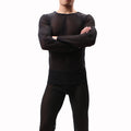 Sexy Transparent Thin Men's Pajamas Night Wear Suit Long Sleeve Shirt Pants Set