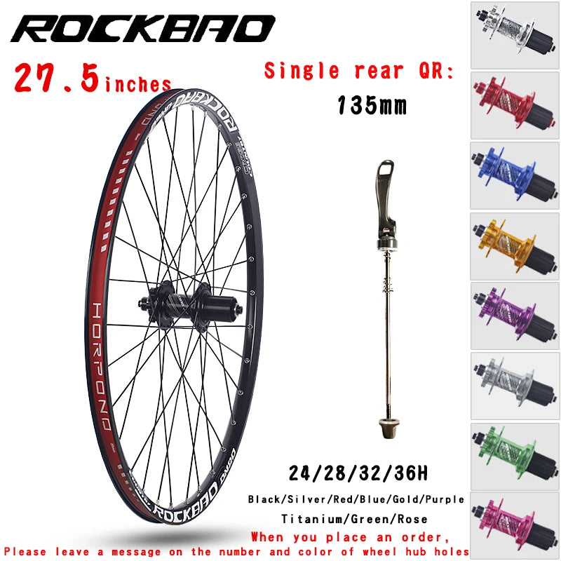 ROCKBAO Mountain Bike Wheelset 24/26/27.5/29inches Disc Brake 4Bearings 7-12speed Quick Release 29er MTB Bicycle Wheel